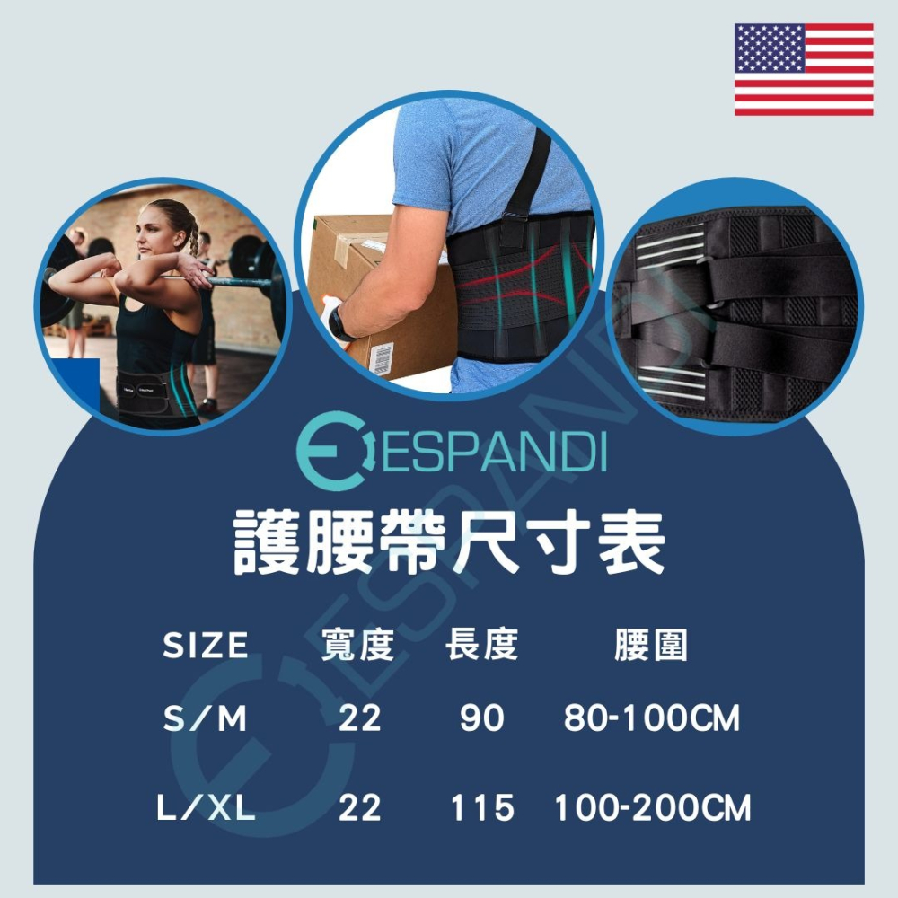 【美國™進口】Espandi護腰帶 工作護腰帶 反C型設計 支撐護腰帶 舉重 健美 健身 護腰墊 護腰透氣 護腰背心-細節圖3