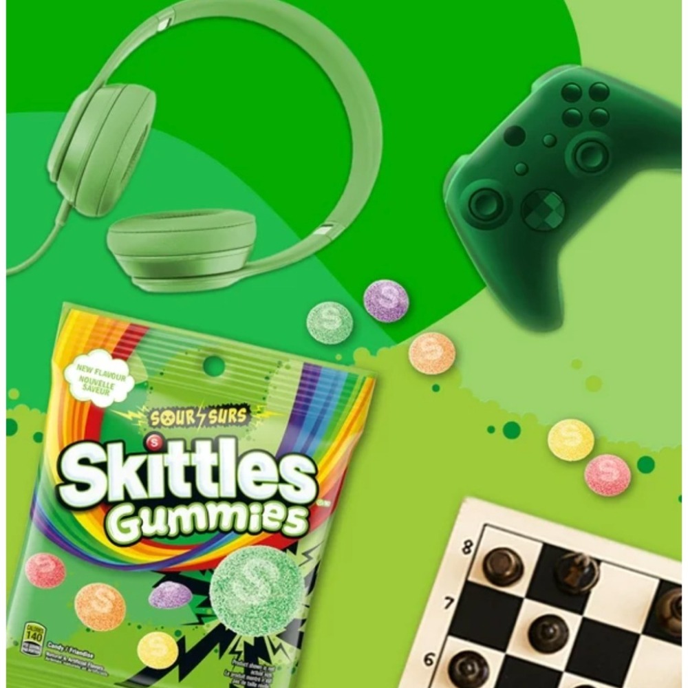 【義班迪】加拿大代購 Skittles sour 彩虹糖 水果糖 130g 酸粉口味 彩虹糖軟糖 綠色彩虹糖-細節圖2