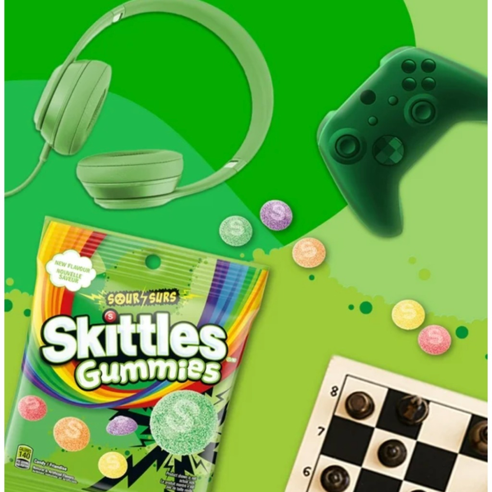【義班迪】加拿大代購 Skittles sour 彩虹糖 水果糖 130g 酸粉口味 彩虹糖軟糖 綠色彩虹糖-細節圖2