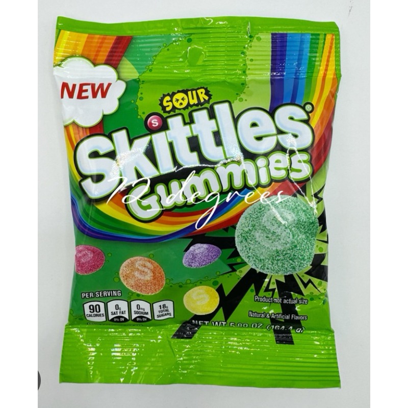 【義班迪】加拿大代購 Skittles sour 彩虹糖 水果糖 130g 酸粉口味 彩虹糖軟糖 綠色彩虹糖-細節圖4