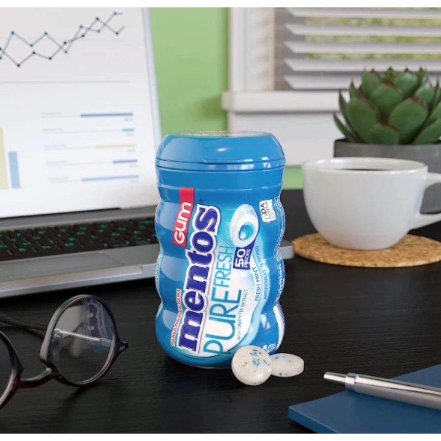 【義班迪】加拿大代購 Mentos 曼陀珠 無糖口香糖 爆汁口香糖 50顆 口腔 薄荷糖 薄荷口香糖-細節圖2