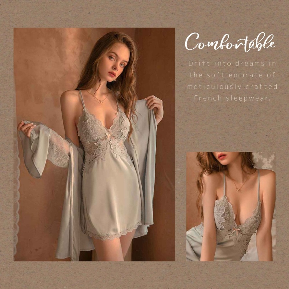 Yola優辣✨現貨 性感睡衣 睡袍 情趣睡衣 緞面睡衣 冰絲睡衣 蕾絲睡衣 女生睡衣 吊帶睡衣 法式睡衣 絲質睡衣-細節圖8