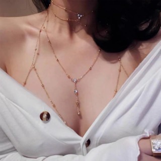 Yola優辣✨現貨 胸鍊 頸鍊 項鍊 女生項鍊 情趣 性感 比基尼 女項鍊 配飾 胸鏈 頸鏈 身體鍊 比基尼鍊 鎖骨鍊-細節圖6