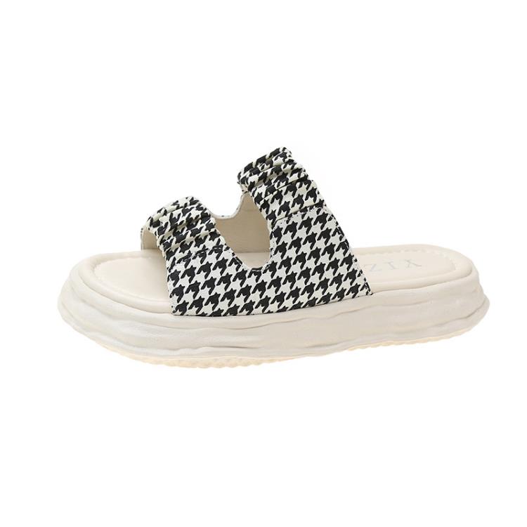 2023夏季新款拖鞋女外穿帆布厚底松糕溶解拖鞋沙灘拖鞋一字拖女鞋-細節圖5