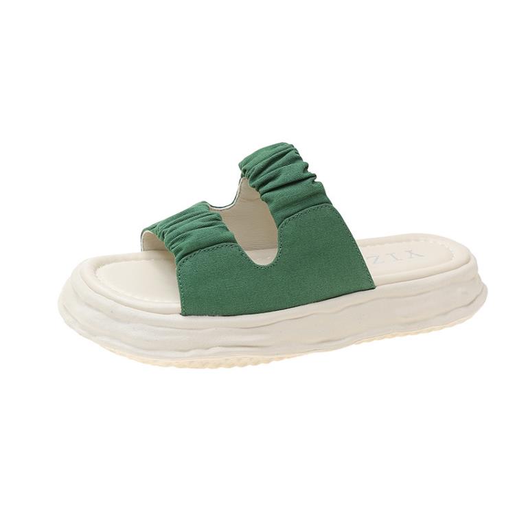 2023夏季新款拖鞋女外穿帆布厚底松糕溶解拖鞋沙灘拖鞋一字拖女鞋-細節圖8