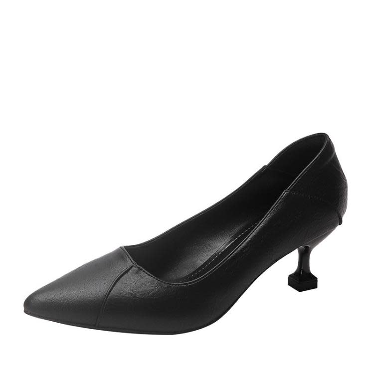 中跟鞋 小跟單鞋女二穿2023春秋新款3cm高跟鞋5cm貓跟黑色職業工作鞋-細節圖5