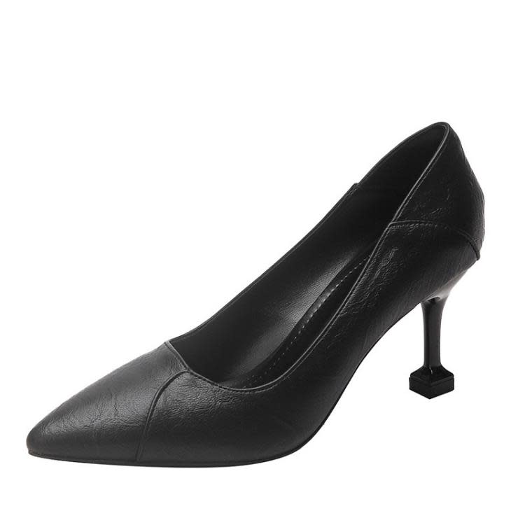 中跟鞋 小跟單鞋女二穿2023春秋新款3cm高跟鞋5cm貓跟黑色職業工作鞋-細節圖6