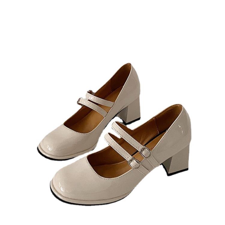 黑色粗跟高跟鞋女夏款2023新款網紅小香風百搭復古法式瑪麗珍女鞋-細節圖5