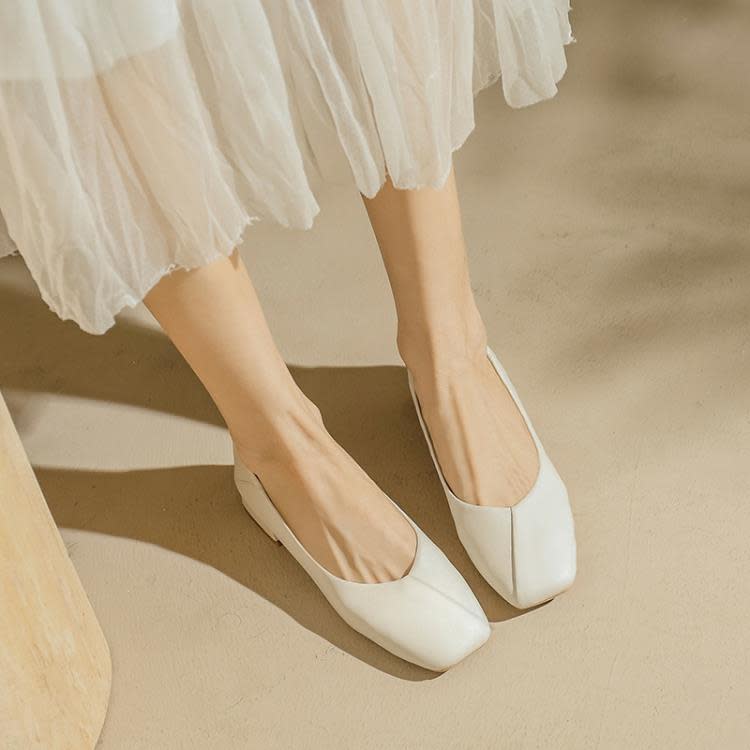 方跟單鞋女2023夏季新款淺口豆豆鞋復古休閒方頭晚晚氣質奶奶鞋-細節圖4