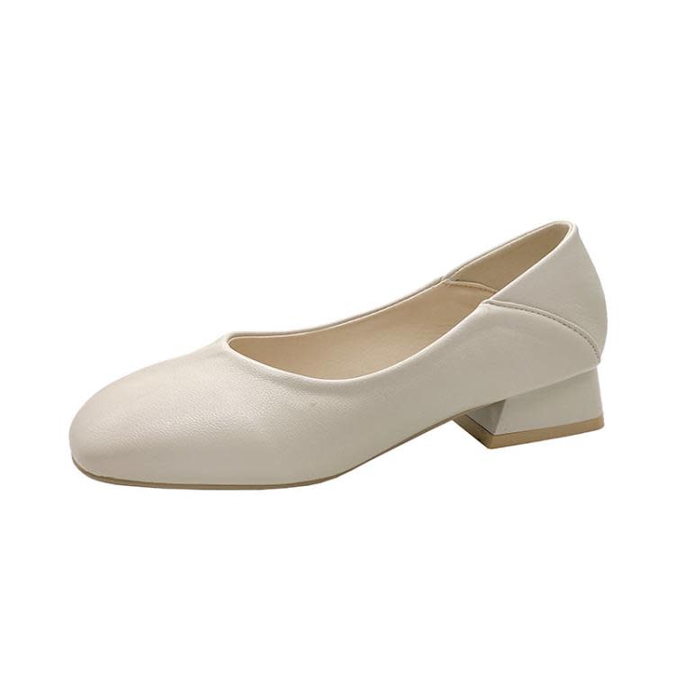 方跟單鞋女2023夏季新款淺口豆豆鞋復古休閒方頭晚晚氣質奶奶鞋-細節圖8