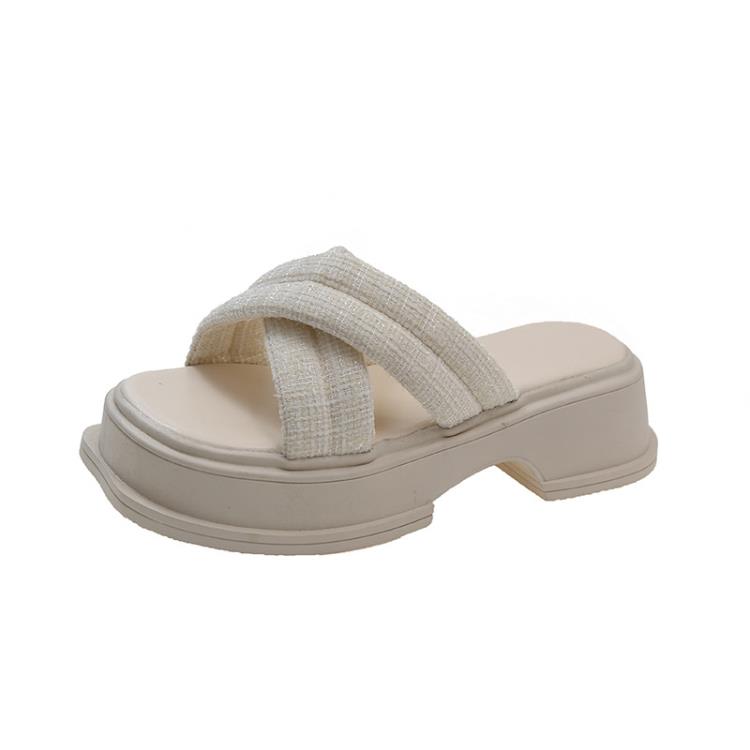 2023夏季新款拖鞋女外穿涼拖鞋時尚休閒潮搭潮松糕厚底一字拖女鞋-細節圖5