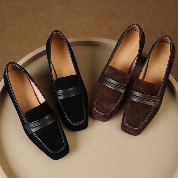 中跟鞋 復古單鞋2023春季新款女鞋粗跟時裝鞋方頭中口低幫鞋-細節圖4