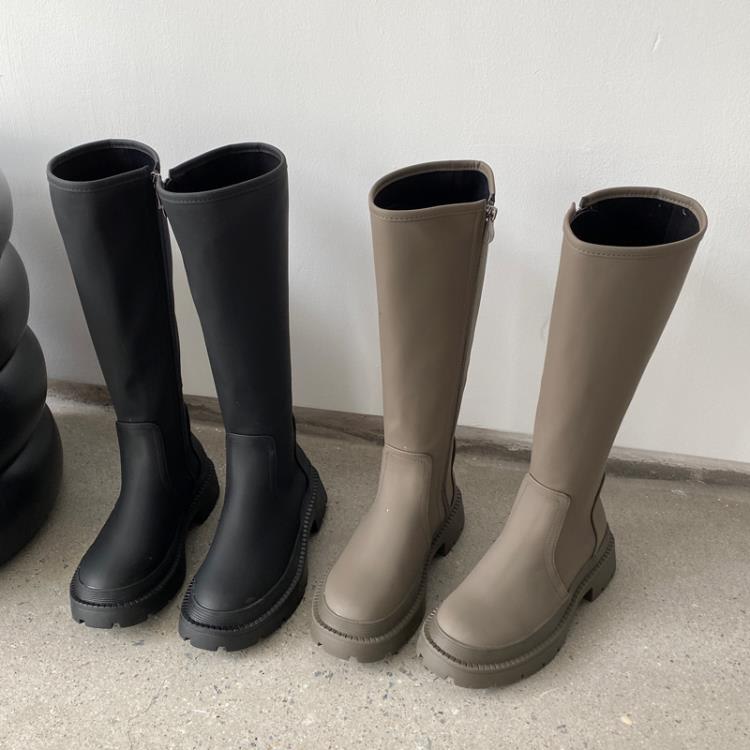 馬丁靴 高筒2023秋新款復古英倫風不過膝高筒騎士靴瘦瘦靴子女代髮-細節圖5