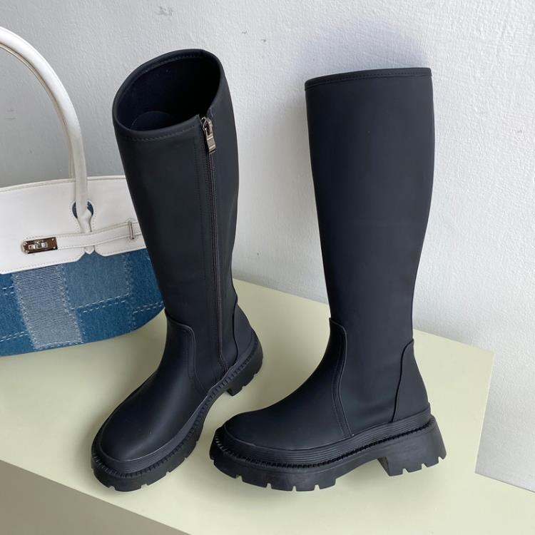 馬丁靴 高筒2023秋新款復古英倫風不過膝高筒騎士靴瘦瘦靴子女代髮-細節圖7