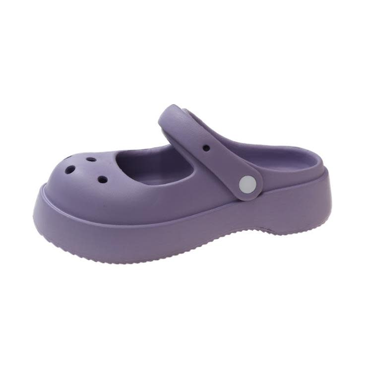 踩屎感EVA包頭拖鞋女2023夏季新款正韓鏤空透氣二穿厚底洞洞鞋女-細節圖5