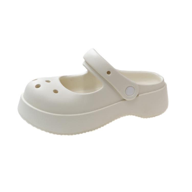 踩屎感EVA包頭拖鞋女2023夏季新款正韓鏤空透氣二穿厚底洞洞鞋女-細節圖6