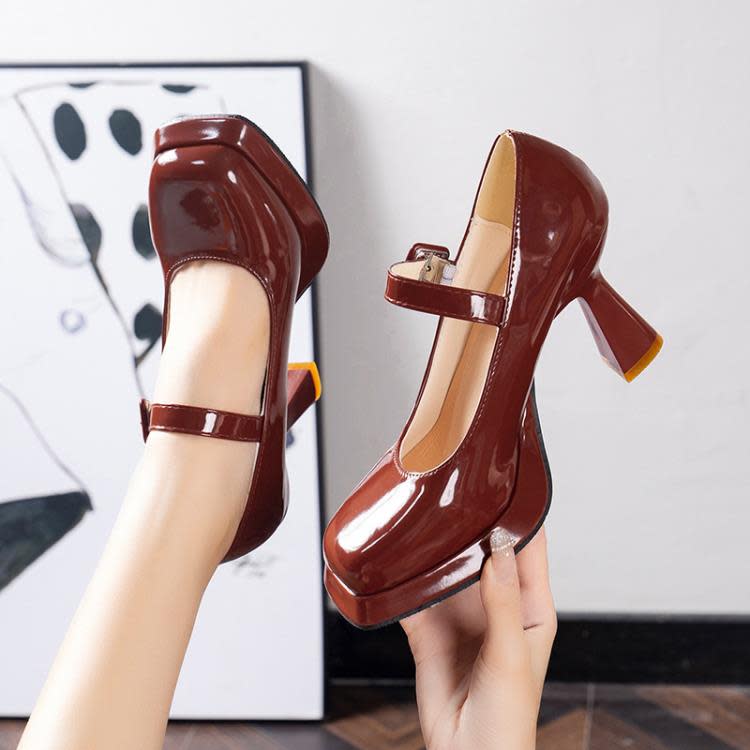 高跟鞋 復古瑪麗珍鞋女圓頭2023年新款韓系溫柔jk制服小皮鞋鞋粗跟單-細節圖3