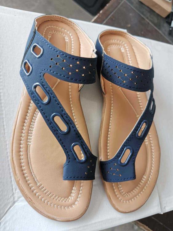 大碼36-43夏季新款坡跟平底圓頭夾趾拖鞋涼拖鞋女鞋代髮廠-細節圖4