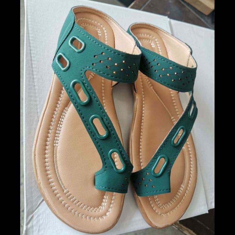 大碼36-43夏季新款坡跟平底圓頭夾趾拖鞋涼拖鞋女鞋代髮廠-細節圖8