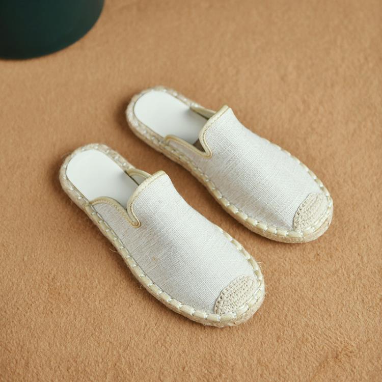 拖鞋 豹紋包頭涼拖2023年夏季新款女半拖平底漁夫鞋麻底一腳蹬女鞋代髮-細節圖7