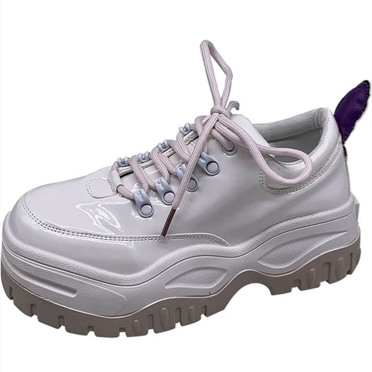 厚底鞋 網紅單里松糕老爹小白鞋2023新款板鞋系帶學院風女單鞋潮-細節圖5