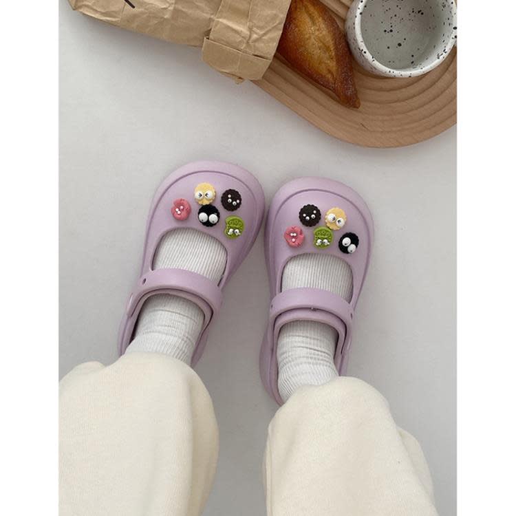 爆款沙灘厚底包頭涼鞋女款夏季2023新款外穿百搭可愛卡通洞洞涼拖-細節圖2