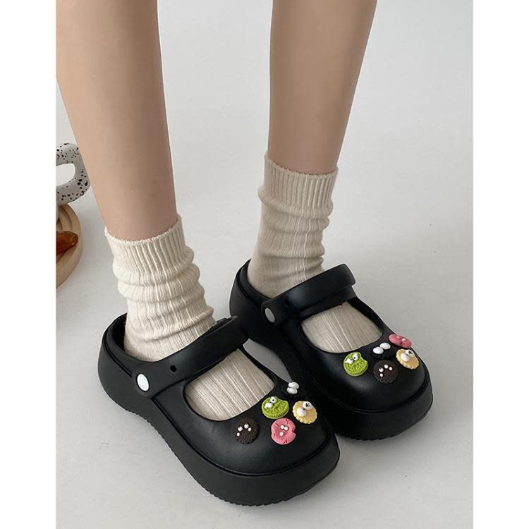 爆款沙灘厚底包頭涼鞋女款夏季2023新款外穿百搭可愛卡通洞洞涼拖-細節圖4