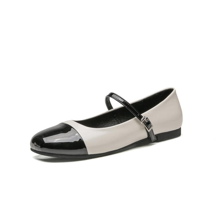 小皮鞋女2023春夏新品一腳蹬淺口瑪麗珍鞋學院風女生外穿拼色單鞋-細節圖5