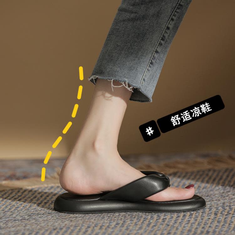 厚底鞋 網紅超火韓國東大門涼拖鞋女夏外穿度假海邊平底圓頭人字拖軟-細節圖4