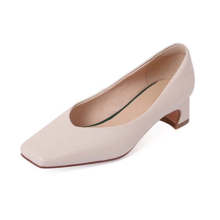 樂福鞋 2023秋季羊皮方頭低跟瑪麗珍單鞋女小香正韓高跟鞋鞋-細節圖5