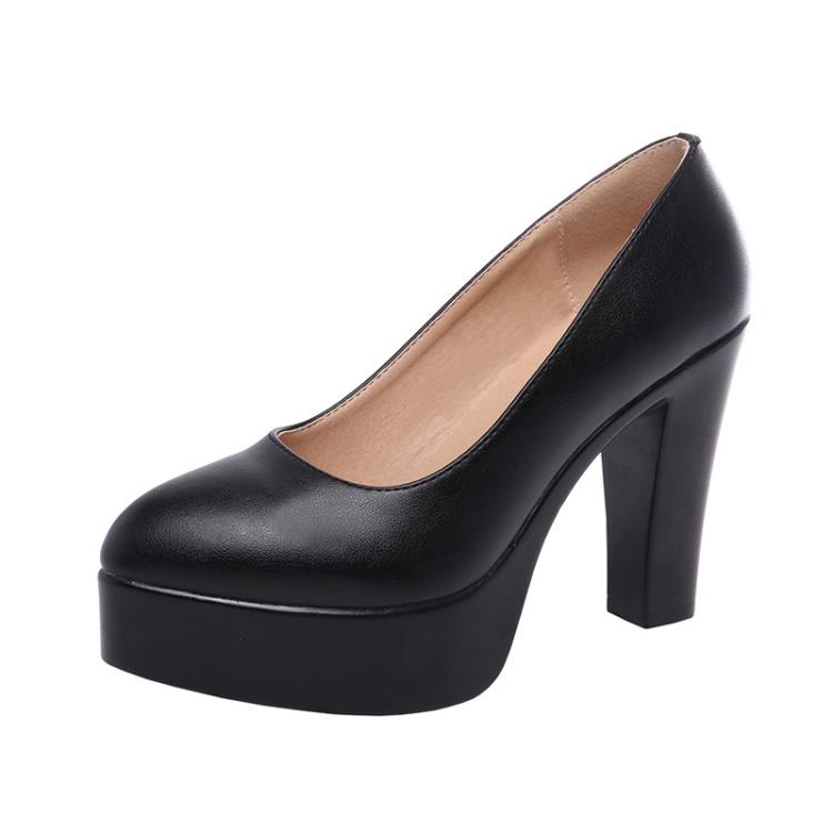 高跟鞋 漆皮尖頭淺口旗袍秀模特走秀鞋粗跟防水臺工作厚底演出皮鞋潮-細節圖5