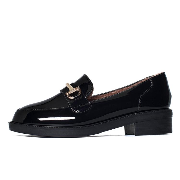 百搭圓頭真皮鞋子2023秋季新品直播爆款女鞋平跟英倫一腳蹬懶人鞋-細節圖5