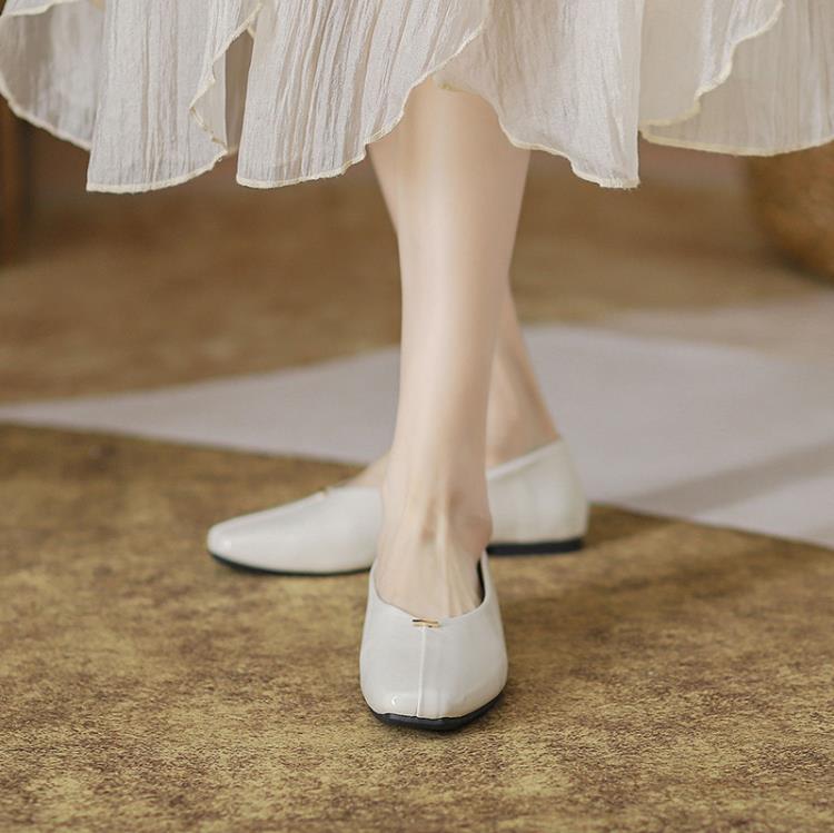 平底鞋 正韓chic淺口單鞋簡約氣質法式復古方頭鞋2023年早春款女鞋-細節圖2