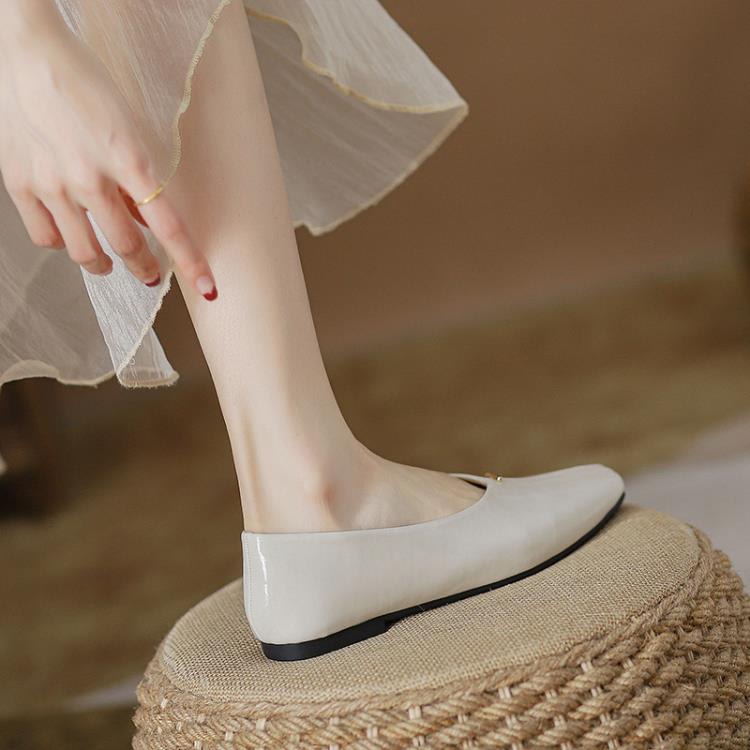 平底鞋 正韓chic淺口單鞋簡約氣質法式復古方頭鞋2023年早春款女鞋-細節圖4