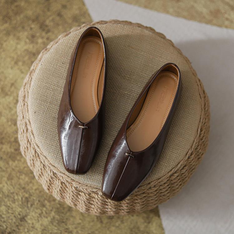平底鞋 正韓chic淺口單鞋簡約氣質法式復古方頭鞋2023年早春款女鞋-細節圖7