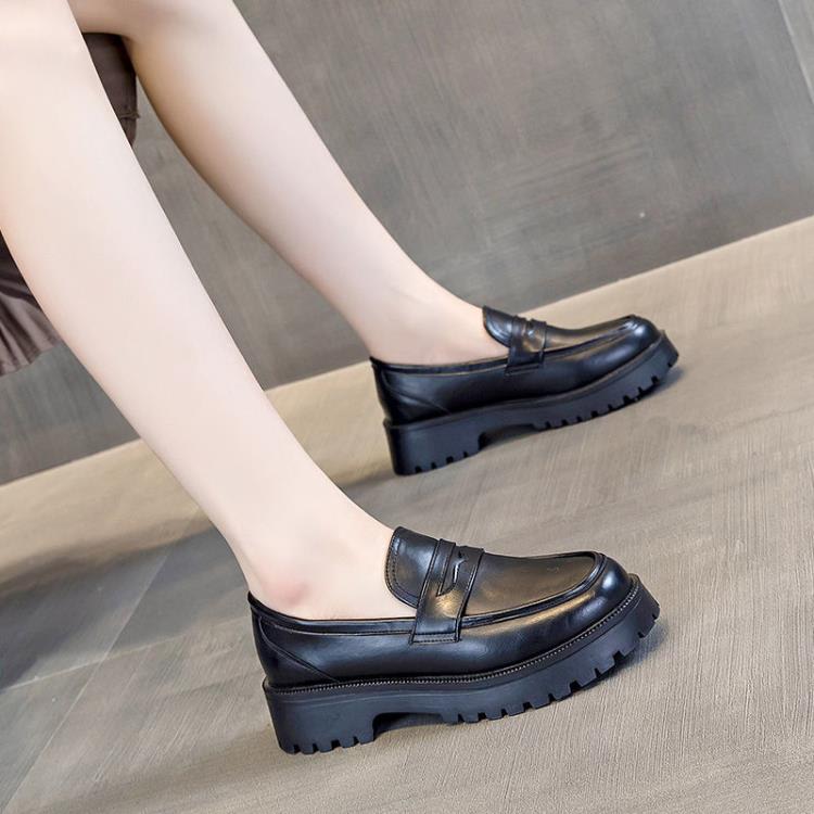 樂福鞋 小皮鞋女英倫風2023年春季新款厚底潮流學院風休閒單鞋女潮-細節圖3