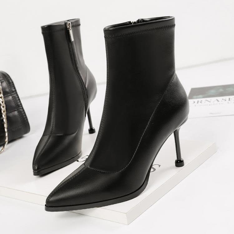 短靴 2308-2（此款售完不補貨）夜店顯瘦馬丁靴細跟瘦瘦側拉鍊單靴-細節圖2