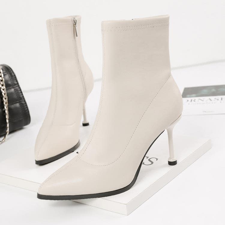 短靴 2308-2（此款售完不補貨）夜店顯瘦馬丁靴細跟瘦瘦側拉鍊單靴-細節圖3