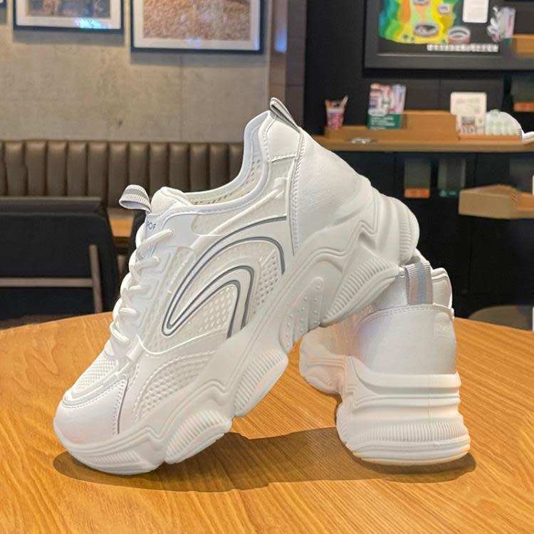 厚底鞋 透氣網面老爹鞋女2023夏季新款休閒小白鞋ins潮學院風運動鞋-細節圖2