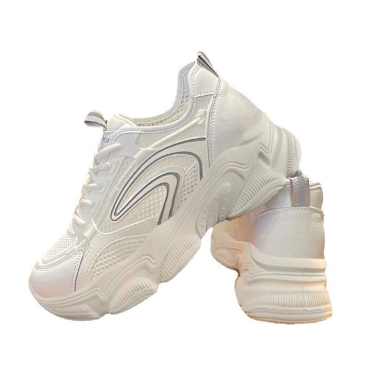 厚底鞋 透氣網面老爹鞋女2023夏季新款休閒小白鞋ins潮學院風運動鞋-細節圖5