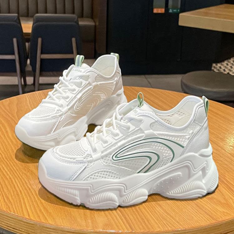 厚底鞋 透氣網面老爹鞋女2023夏季新款休閒小白鞋ins潮學院風運動鞋-細節圖7