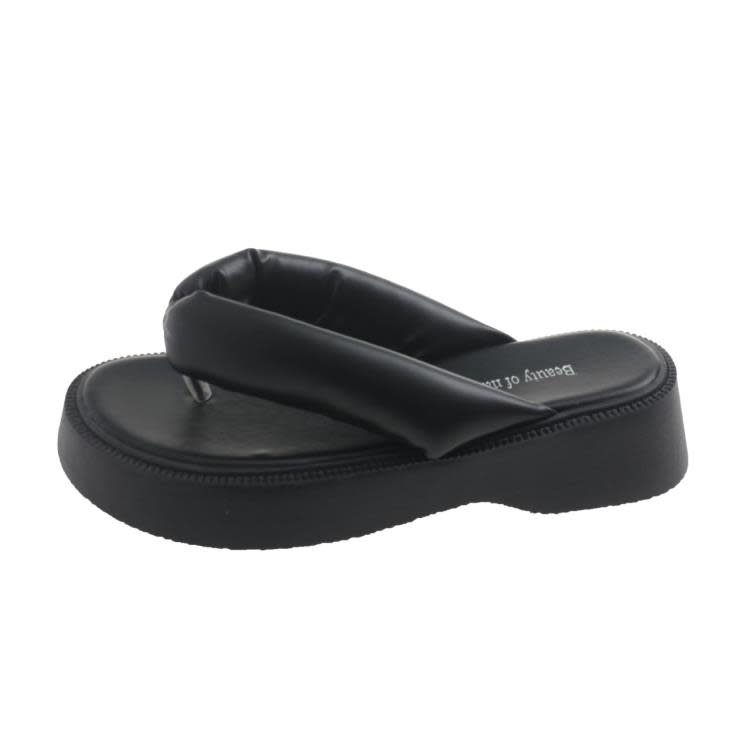 厚底鞋 涼拖鞋外穿女2023夏季新款松糕夾趾人字拖平底沙灘鞋女鞋批髮-細節圖6