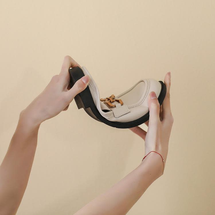 拖鞋 包頭半拖女夏外穿2023新款穆勒一腳蹬單鞋復古軟底小皮鞋懶人-細節圖4