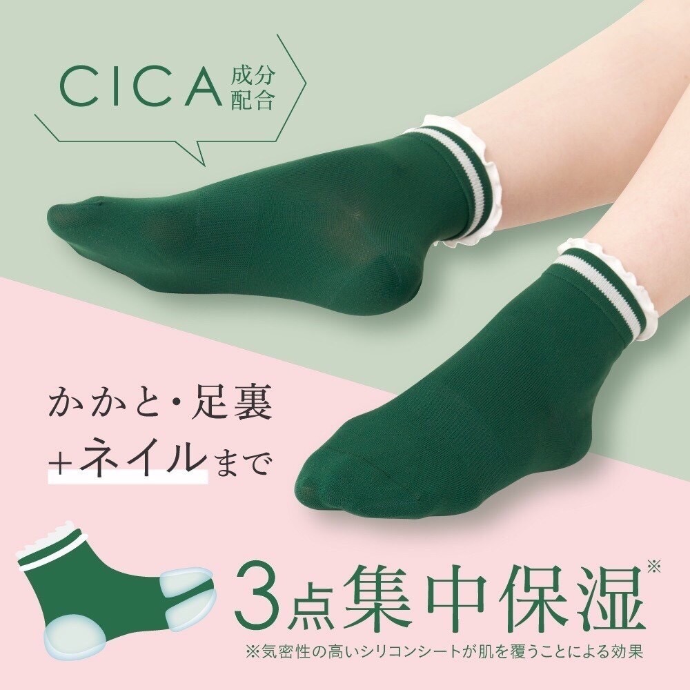 日本 CICA 積雪草 夜間足部保濕襪  足部 集中保濕 夜間睡眠護理 襪子 腳跟保濕-細節圖2