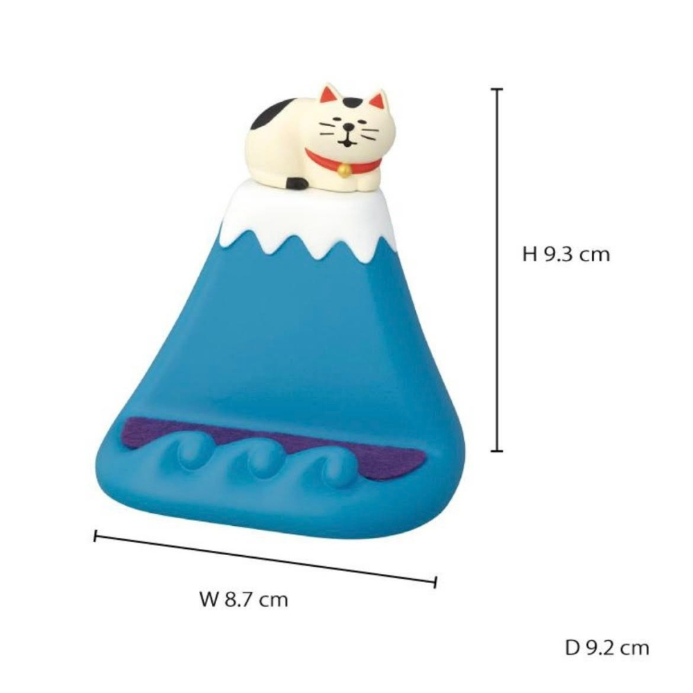 日本 DECOLE concombre 富士山 手機架 富士山 達摩 造型手機架 黑貓-細節圖4