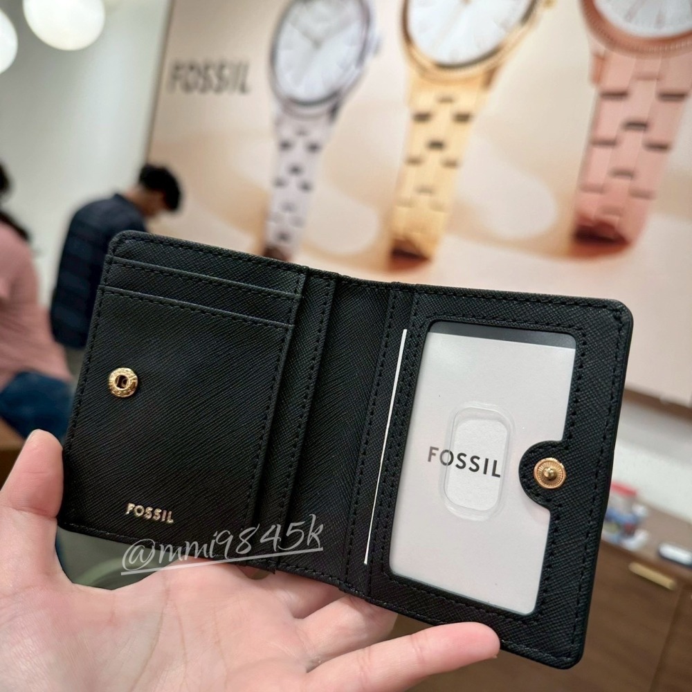 Fossil 兩折短夾 牛皮短夾 皮夾 金釦 多功能-細節圖3