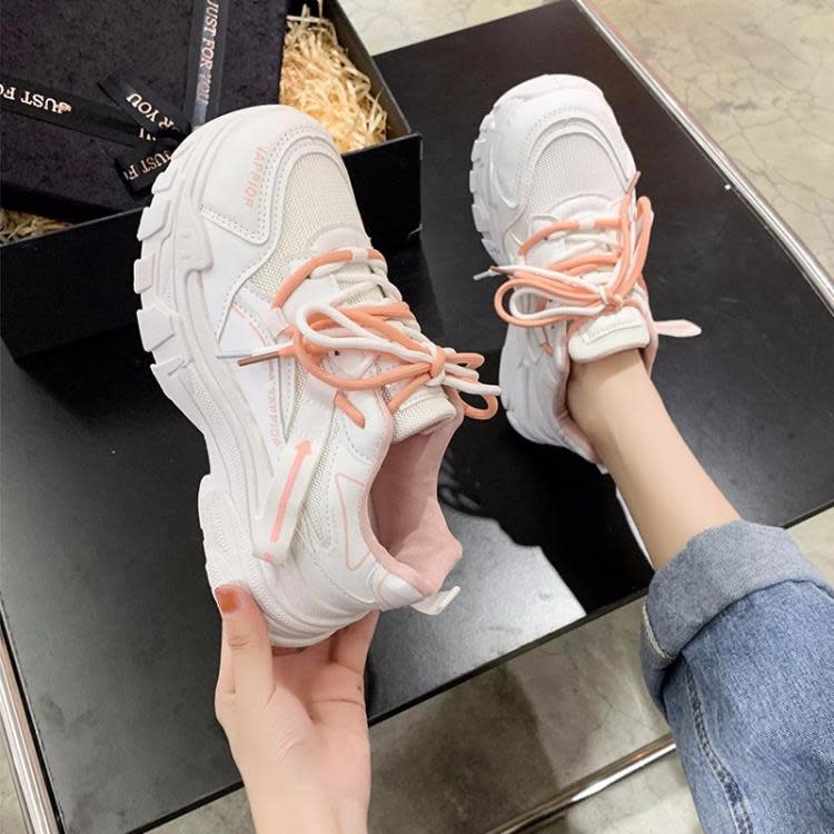 休閒鞋 夏季透氣新款女鞋輕便老爹鞋青年時尚軟底小白鞋學生運動鞋潮-細節圖4