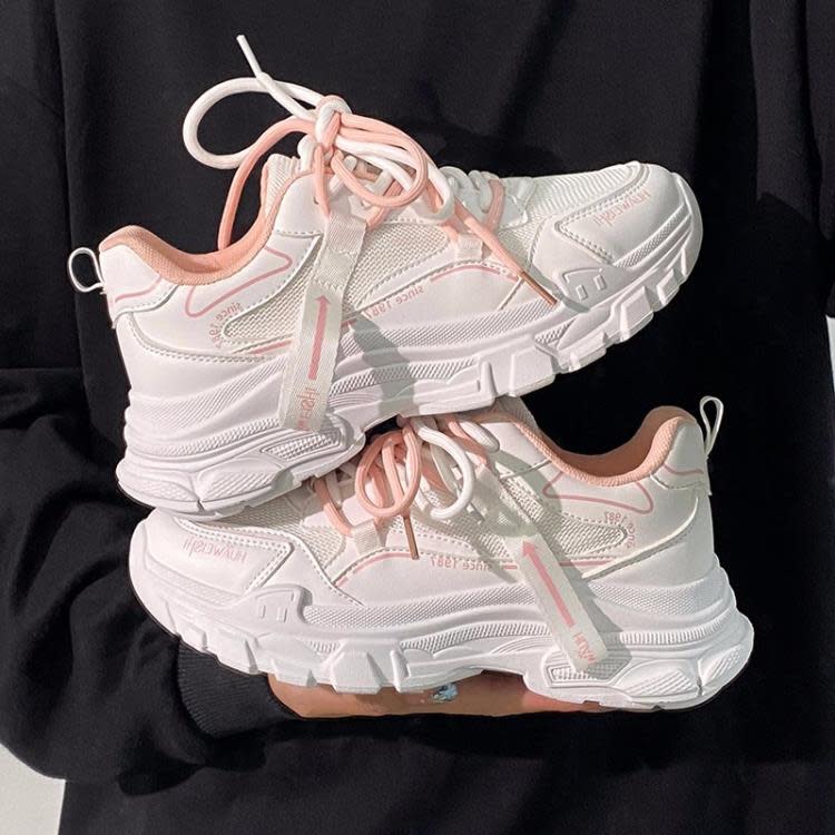 休閒鞋 夏季透氣新款女鞋輕便老爹鞋青年時尚軟底小白鞋學生運動鞋潮-細節圖6