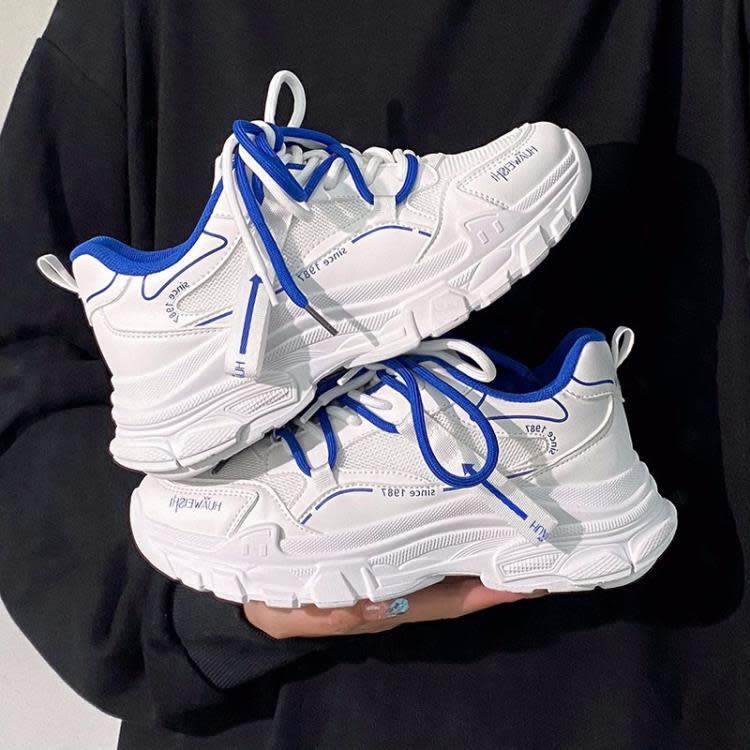 休閒鞋 夏季透氣新款女鞋輕便老爹鞋青年時尚軟底小白鞋學生運動鞋潮-細節圖7