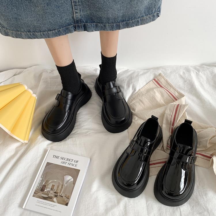 2023新款英倫風小皮鞋女軟皮日系制服鞋厚底正韓單鞋子代髮-細節圖3